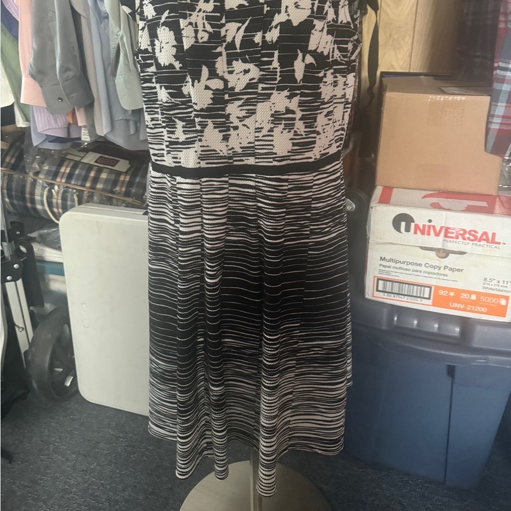 Elle Black and White Midi Dress - Picture 3 of 13
